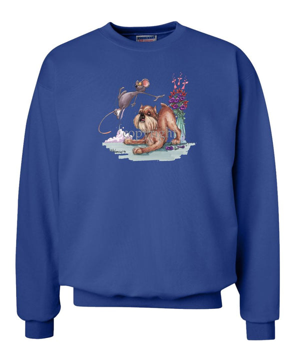 Brussels Griffon - Mouse And Flowers - Caricature - Sweatshirt