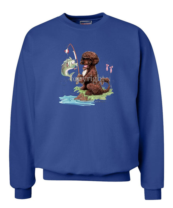 Portuguese Water Dog  Brown - Fishing - Caricature - Sweatshirt