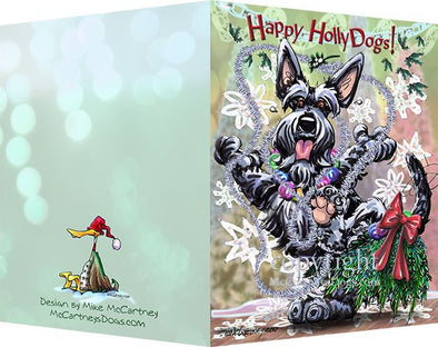 Scottish Terrier - Happy Holly Dog Pine Skirt - Christmas Card