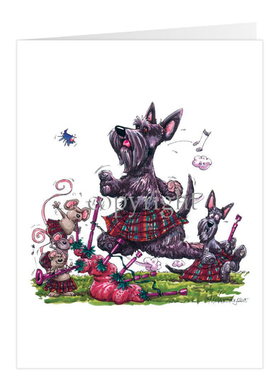 Scottish Terrier - Kilt - Caricature - Card