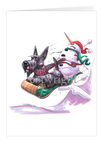 Scottish Terrier - Toboggan - Christmas Card