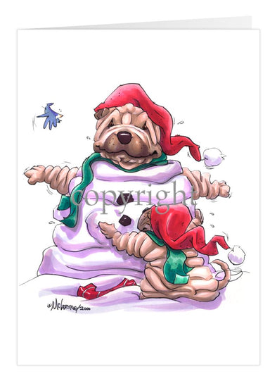 Shar Pei - Snowman - Christmas Card