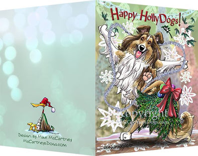 Shetland Sheepdog - Happy Holly Dog Pine Skirt - Christmas Card