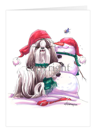 Shih Tzu - Snowman - Christmas Card