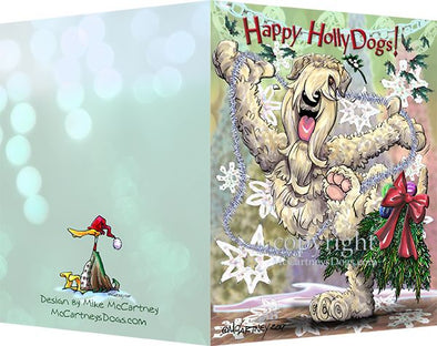 Soft Coated Wheaten - Happy Holly Dog Pine Skirt - Christmas Card