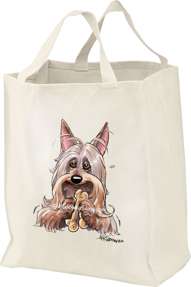 Silky Terrier - Holding Bone - Mike's Faves - Tote Bag