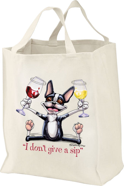 Boston Terrier - I Don't Give a Sip - Tote Bag