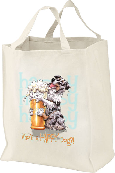 Australian Shepherd  Blue Merle - 2 - Who's A Happy Dog - Tote Bag
