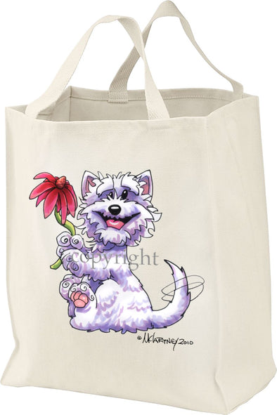 West Highland Terrier - Red Flower - Mike's Faves - Tote Bag