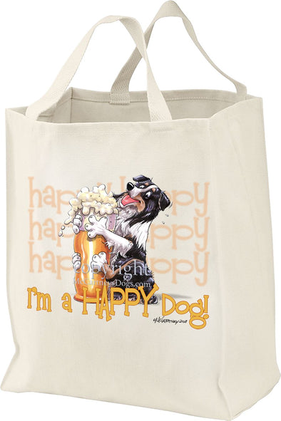 Australian Shepherd  Black Tri - 2 - Who's A Happy Dog - Tote Bag
