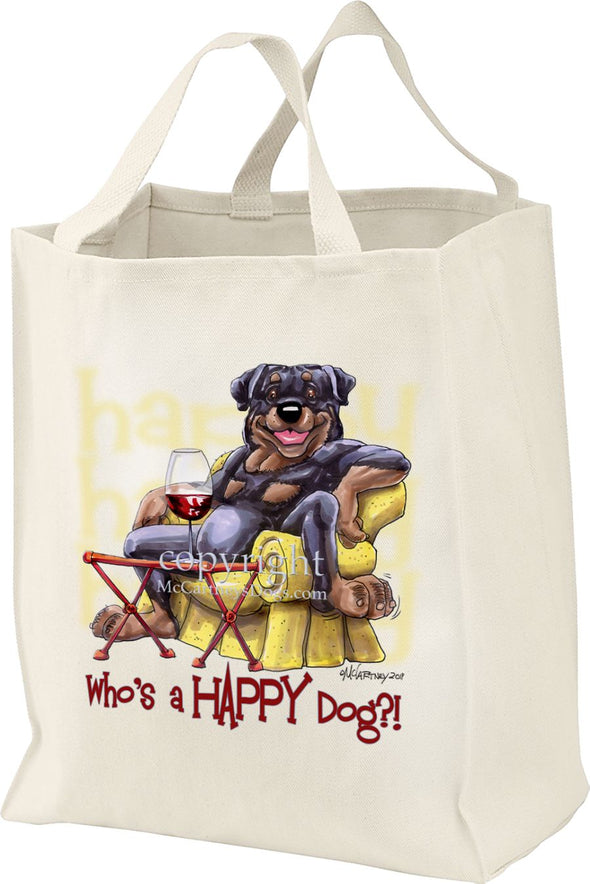 Rottweiler - 2 - Who's A Happy Dog - Tote Bag