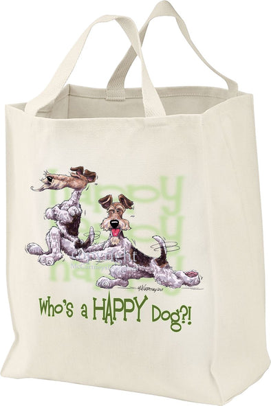 Wire Fox Terrier - Who's A Happy Dog - Tote Bag