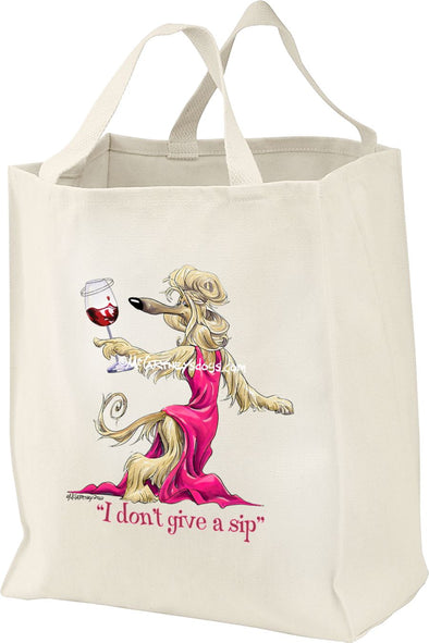 Afghan Hound - I Don't Give a Sip - Tote Bag