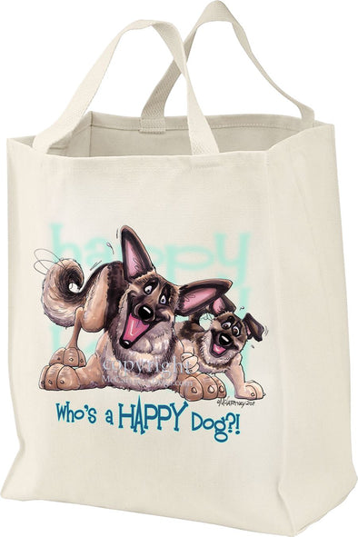 German Shepherd - Who's A Happy Dog - Tote Bag