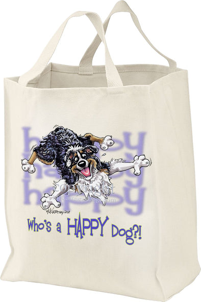 Australian Shepherd  Black Tri - Who's A Happy Dog - Tote Bag