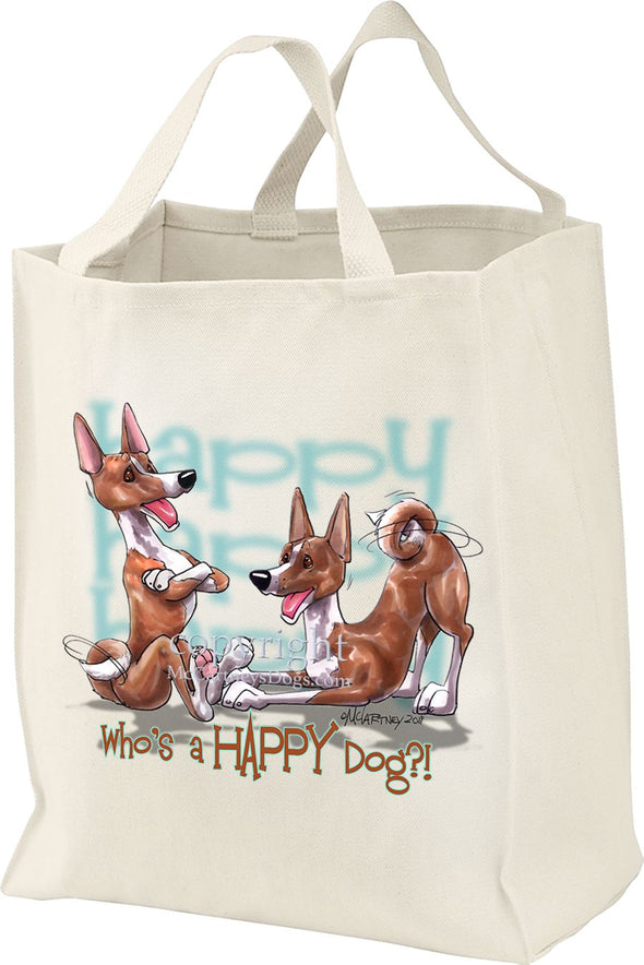 Basenji - Who's A Happy Dog - Tote Bag