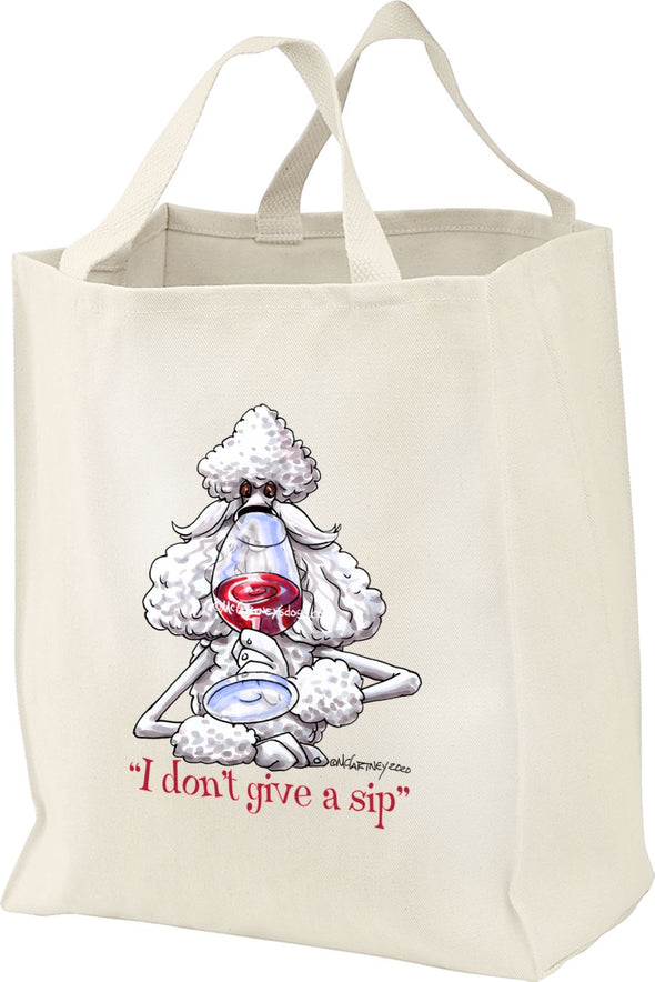 Poodle  White - I Don't Give a Sip - Tote Bag