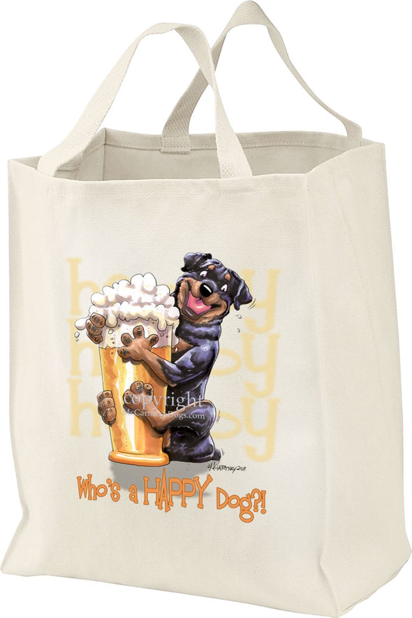 Rottweiler - Who's A Happy Dog - Tote Bag
