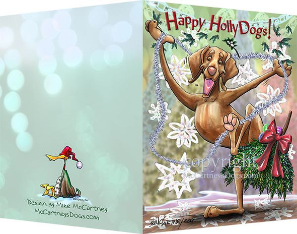Vizsla - Happy Holly Dog Pine Skirt - Christmas Card