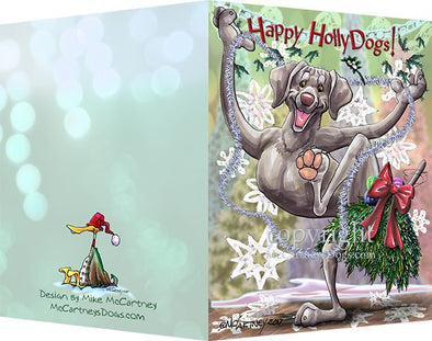 Weimaraner - Happy Holly Dog Pine Skirt - Christmas Card