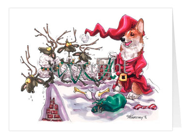 Welsh Corgi Pembroke - Santa - Christmas Card