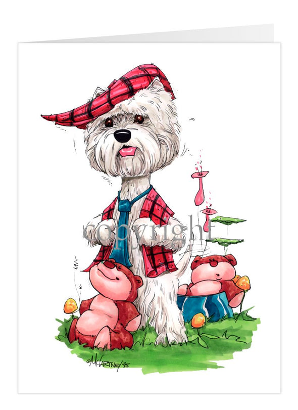 West Highland Terrier - Red Vest - Caricature - Card