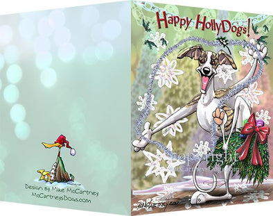 Whippet - Happy Holly Dog Pine Skirt - Christmas Card
