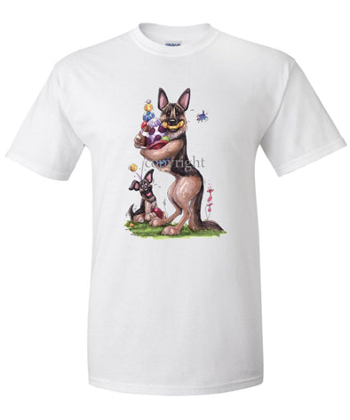 German Shepherd - Holding Balls And Toys - Caricature - T-Shirt