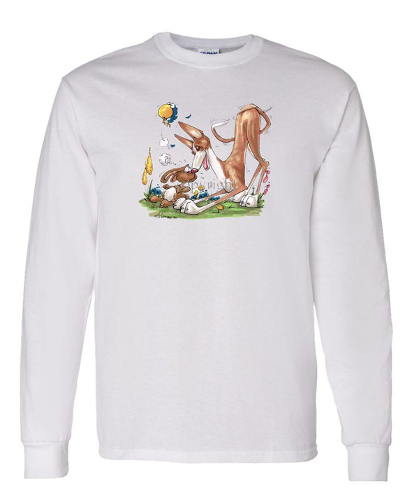 Ibizan Hound - With Rabbit - Caricature - Long Sleeve T-Shirt