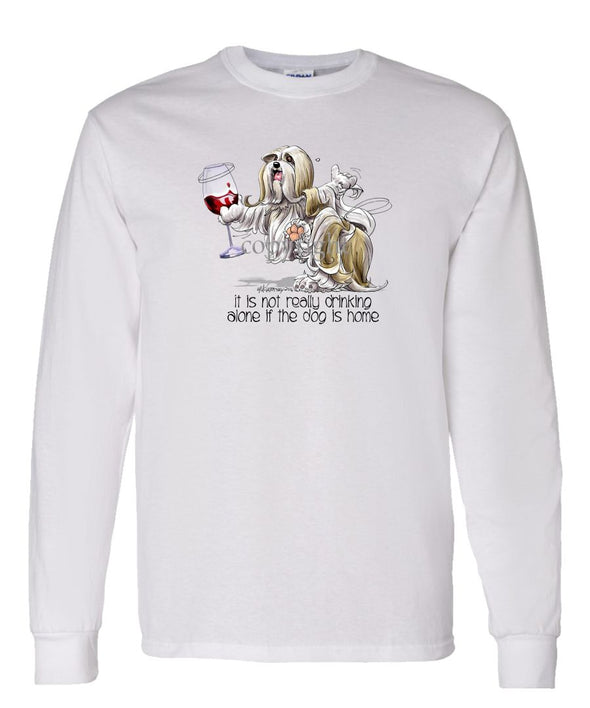 Lhasa Apso - It's Drinking Alone 2 - Long Sleeve T-Shirt