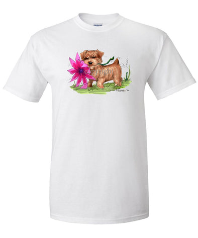 Norfolk Terrier - With Flower - Caricature - T-Shirt