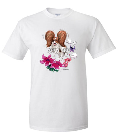 Papillon - Flying Over Flowers - Caricature - T-Shirt