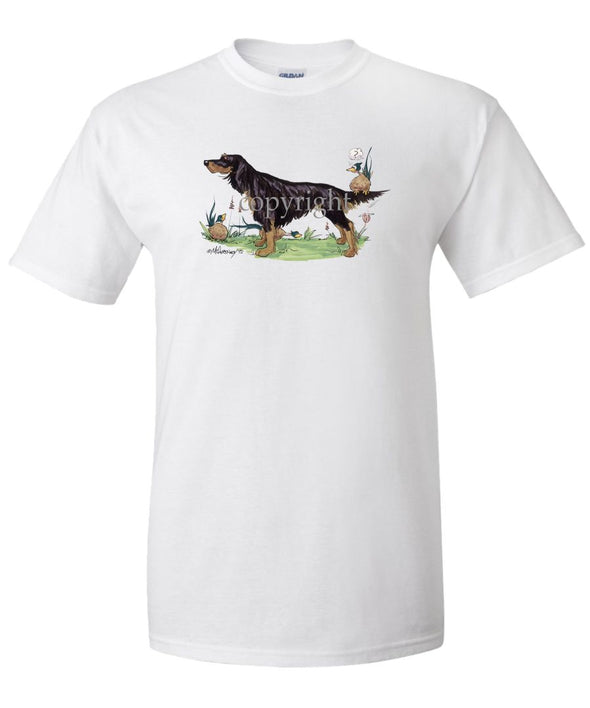 Gordon Setter - Pheasant Sitting On Tail - Caricature - T-Shirt