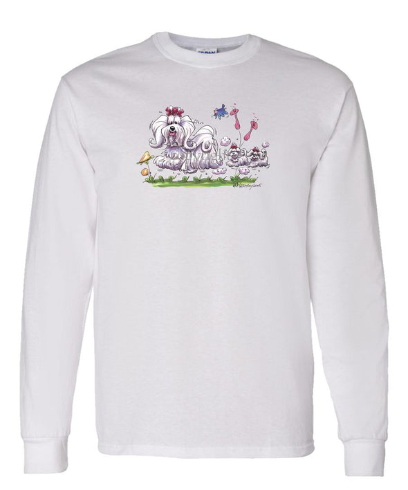Maltese - With Puppies - Caricature - Long Sleeve T-Shirt