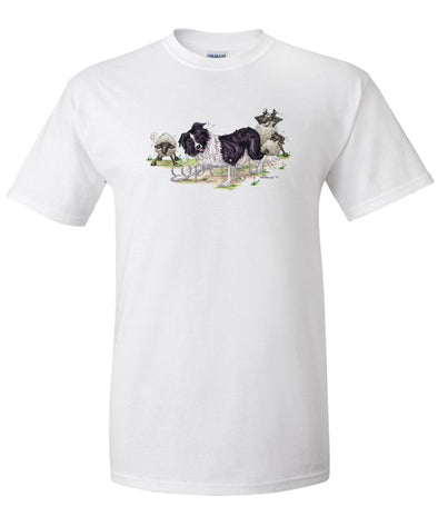 Border Collie - Herding Sheep - Caricature - T-Shirt