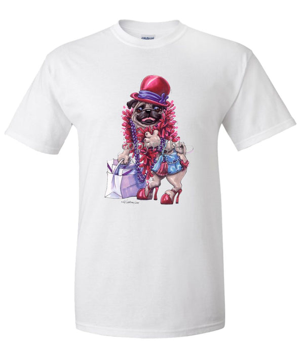 Pug - Red Hat - Caricature - T-Shirt