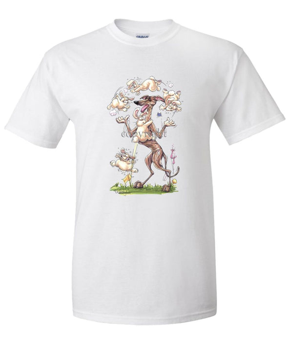Greyhound - Juggling Rabbits - Caricature - T-Shirt