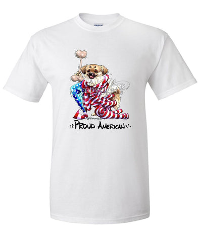 Tibetan Spaniel - Proud American - T-Shirt