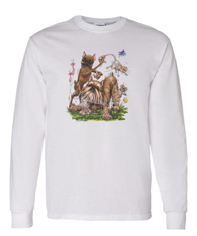 Brussels Griffon - Group With Mice - Caricature - Long Sleeve T-Shirt