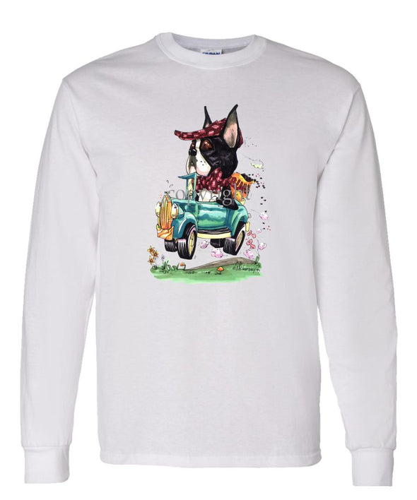 Boston Terrier - Jalopy Hauling Beans - Caricature - Long Sleeve T-Shirt