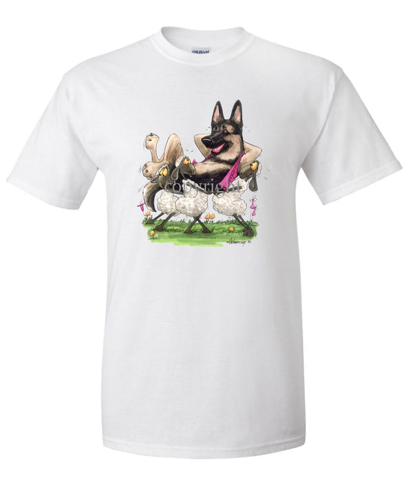 German Shepherd - Carried By Sheep - Caricature - T-Shirt