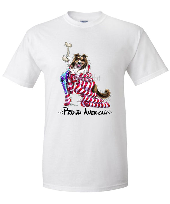 Shetland Sheepdog - Proud American - T-Shirt
