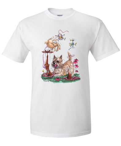 Cairn Terrier - Chasing Fox And Rabbit - Caricature - T-Shirt