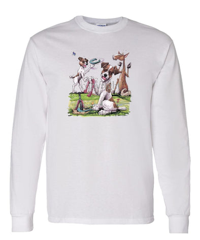 Parson Russell Terrier - Group Playing Horseshoes - Caricature - Long Sleeve T-Shirt