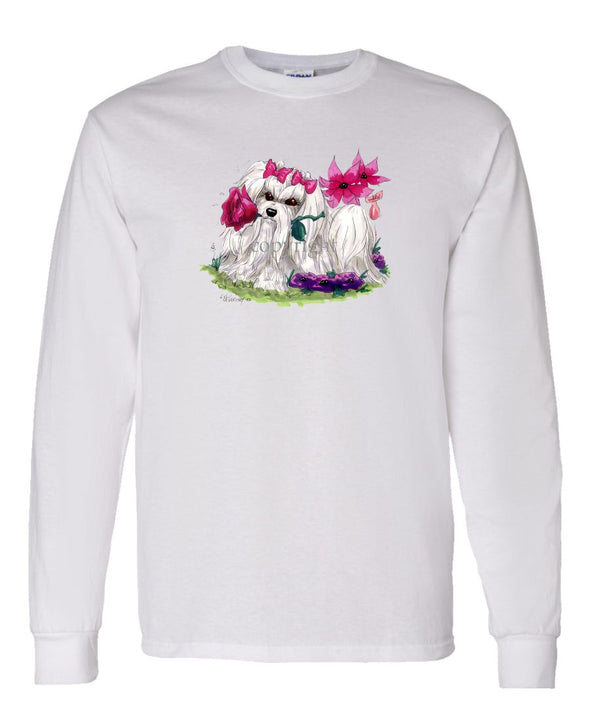 Maltese - With Flower - Caricature - Long Sleeve T-Shirt
