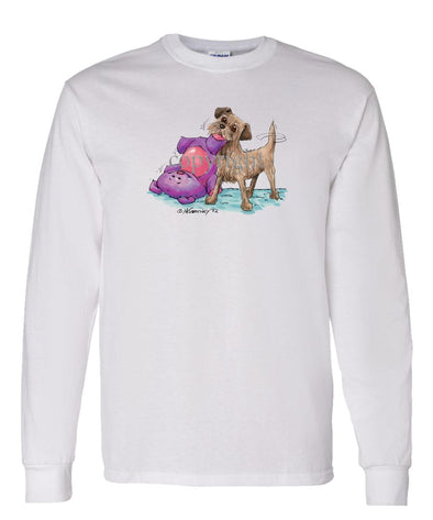 Border Terrier - With Stuffed Toy - Caricature - Long Sleeve T-Shirt