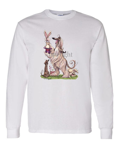 Afghan Hound - Pulling Rabbit Out Of Hat - Caricature - Long Sleeve T-Shirt