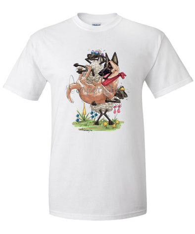 Belgian Malinois - Sheep Holding Malinois - Caricature - T-Shirt