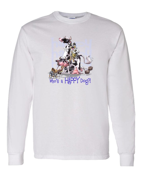 Australian Shepherd  Blue Merle - Who's A Happy Dog - Long Sleeve T-Shirt