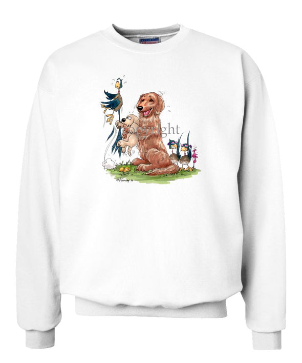 Golden Retriever - Puppy Holding Pheasants Tail - Caricature - Sweatshirt